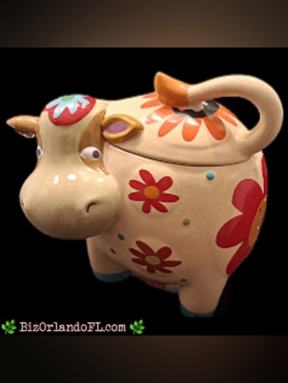 GIFTS: Westland Giftware "Cozy Cow" Ceramic Cookie Jar Whimsical & Colorful HTF